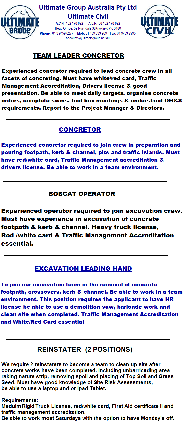 job vacancy