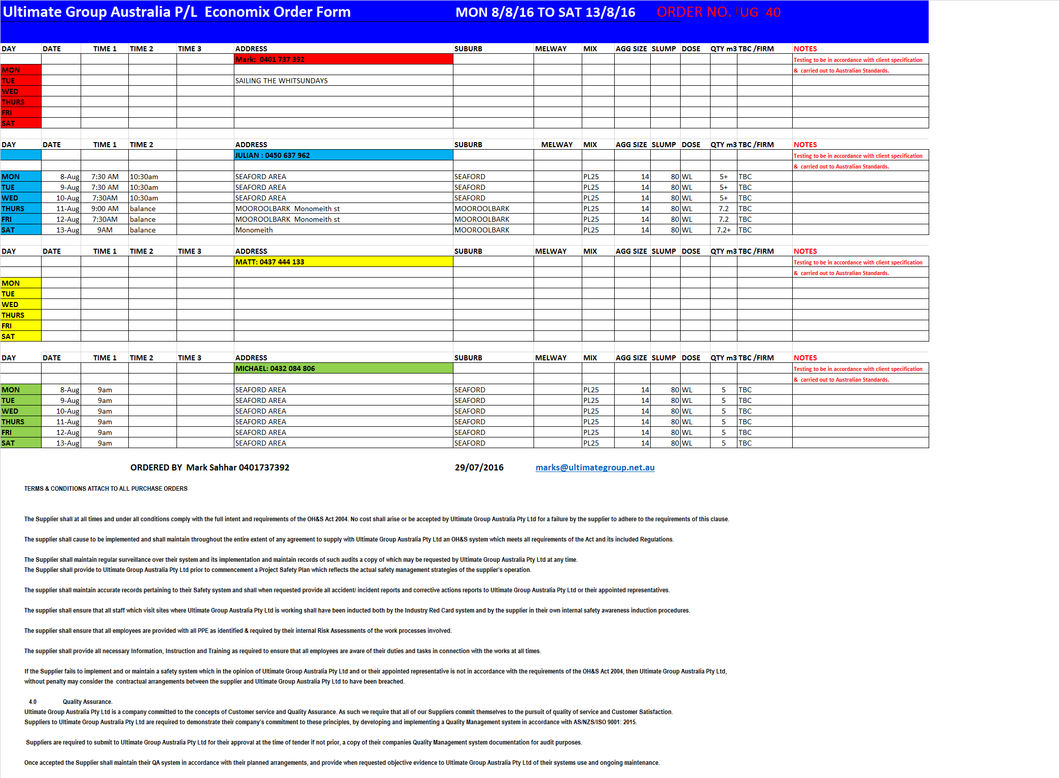 UGO40-CONCRETE ORDER 8TH AUGUST 2016